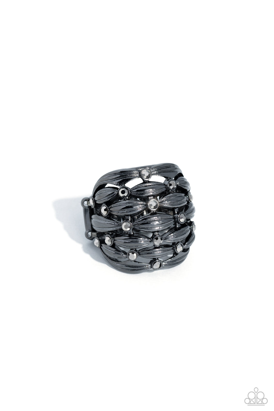 Steadfast Stack - Black (Gunmetal/Hematite Rhinestone) Ring