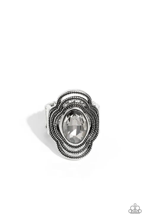 Entrancing Edge - Silver  (Smoky Gem) Ring