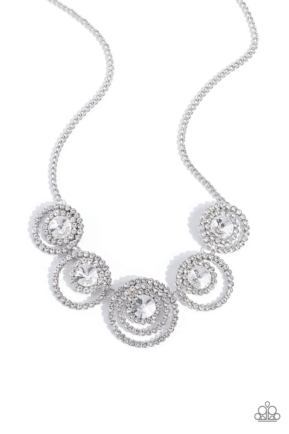 Dramatic Darling - White (Rhinestone) Necklace