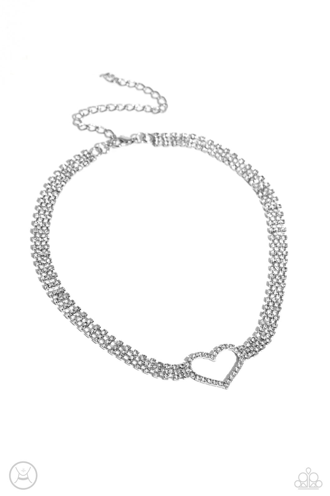 Rows of Romance - White (Heart) Necklace