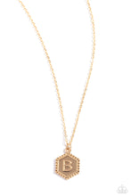 Load image into Gallery viewer, Emblematic Elegance - Gold - B Initial Necklace
