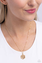 Load image into Gallery viewer, Emblematic Elegance - Gold - F Initial Necklace
