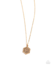 Load image into Gallery viewer, Emblematic Elegance - Gold - F Initial Necklace
