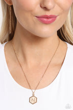 Load image into Gallery viewer, Emblematic Elegance - Gold - N Initial Necklace
