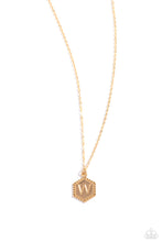 Load image into Gallery viewer, Emblematic Elegance - Gold - W Initial Necklace
