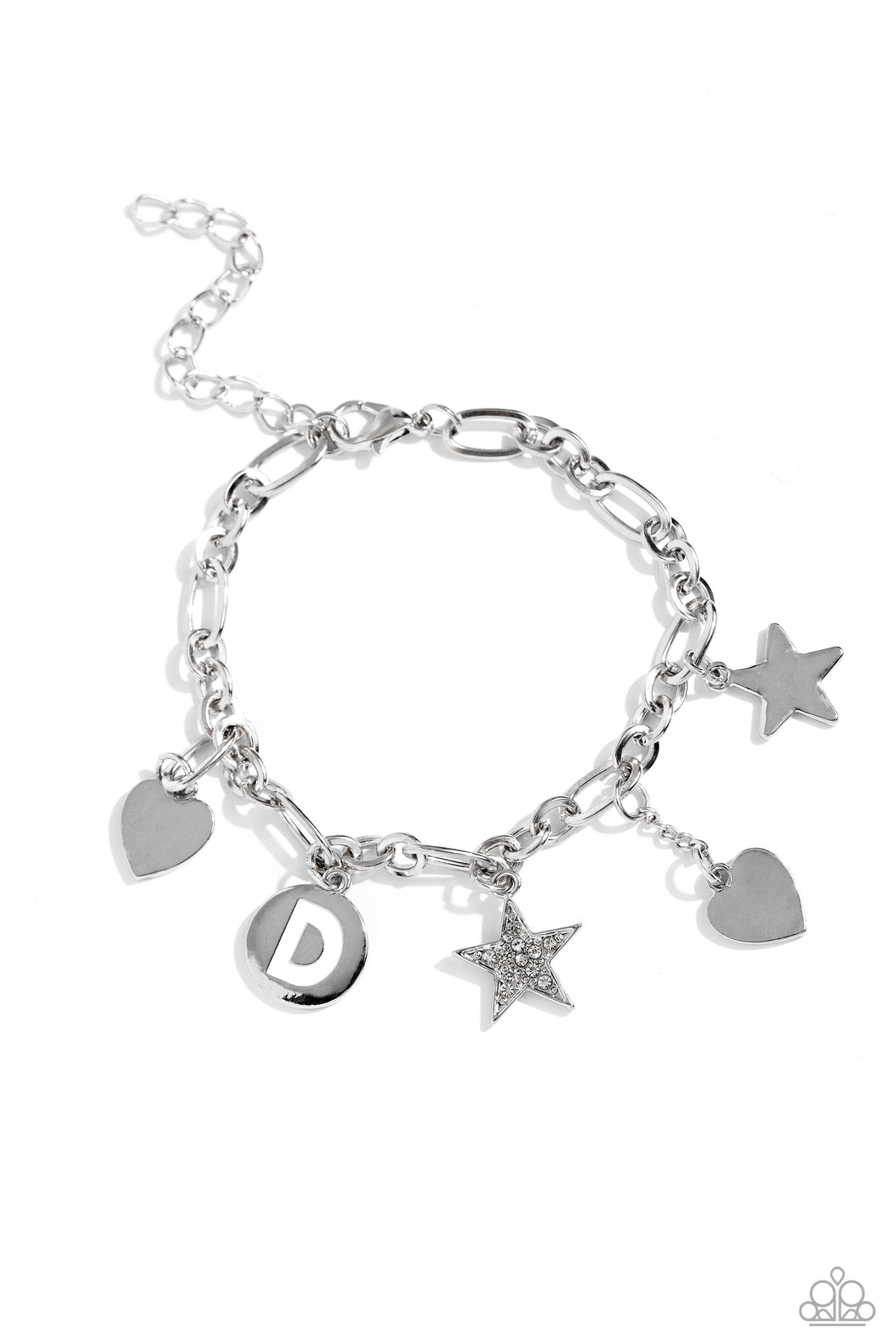 Legacy Letters - White - D Initial Bracelet