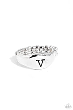 Load image into Gallery viewer, Monogram Memento - Silver - V Initial Ring
