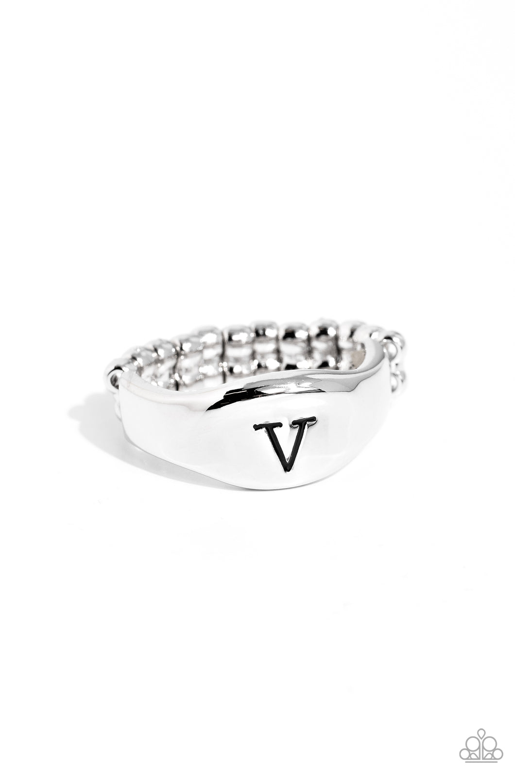 Monogram Memento - Silver - V Initial Ring