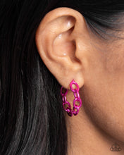 Load image into Gallery viewer, Colorful Cameo - Pink Hoop Earring
