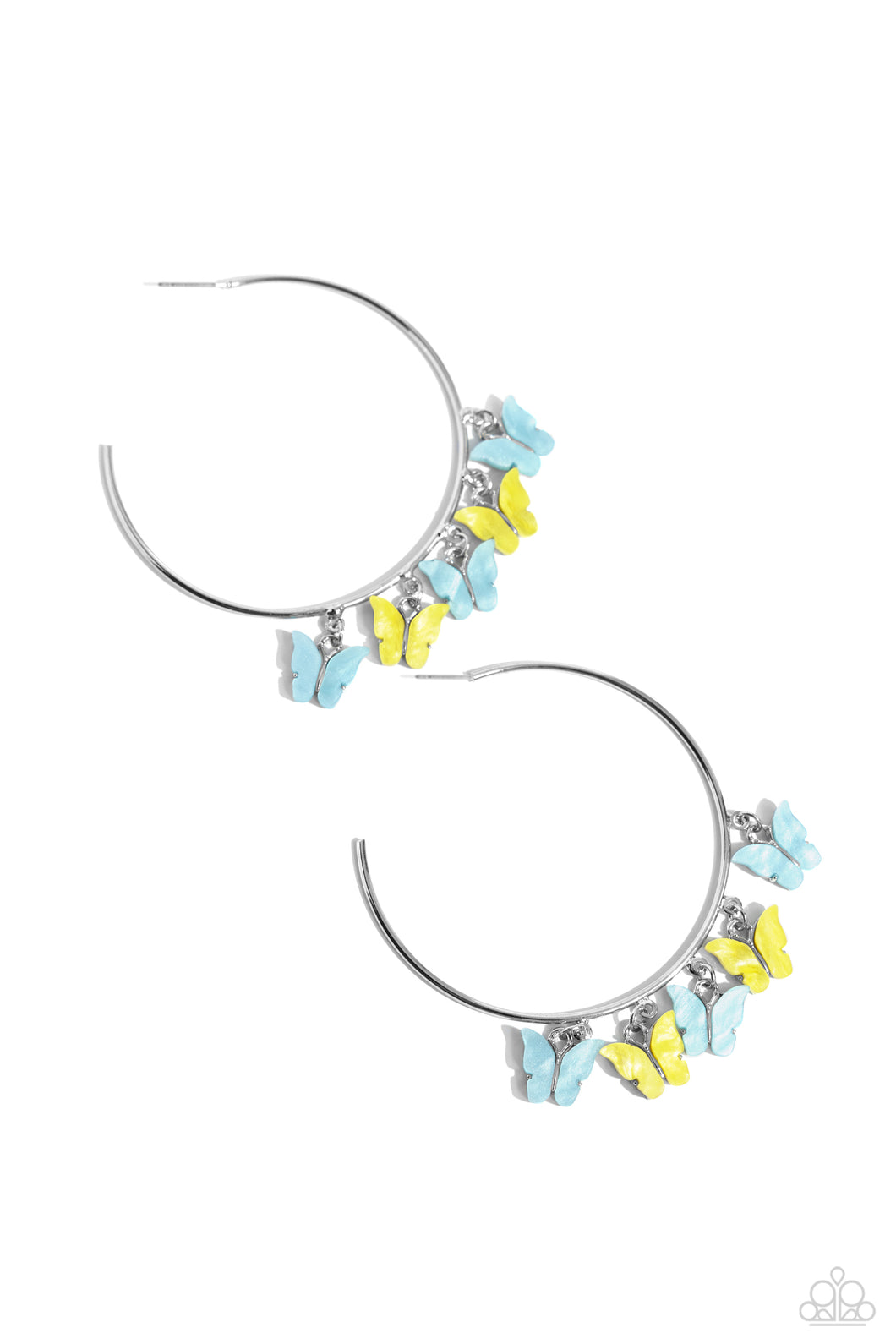 Bemusing Butterflies - Blue/Yellow (Hoop Butterfly) Earring