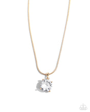 Load image into Gallery viewer, Pronged Premiere - Gold (White Gem) Necklace
