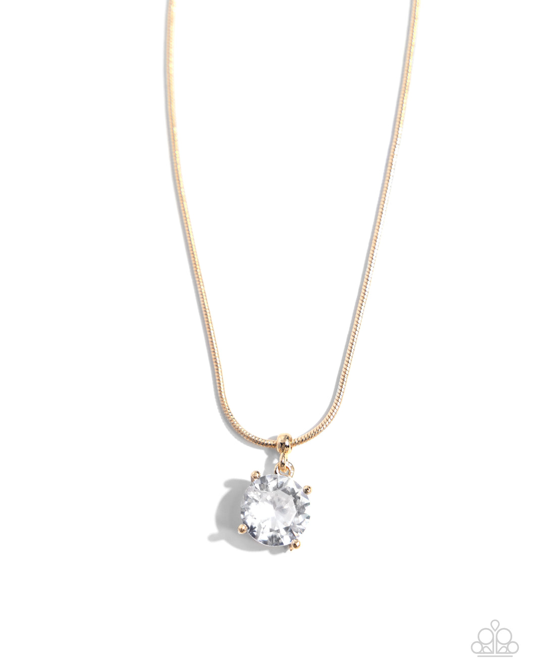 Pronged Premiere - Gold (White Gem) Necklace