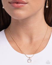 Load image into Gallery viewer, Pronged Premiere - Gold (White Gem) Necklace
