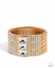 Load image into Gallery viewer, Dramatic Diva - Gold (White Rhinestone) Stretchy Bracelet (LOP-0624)
