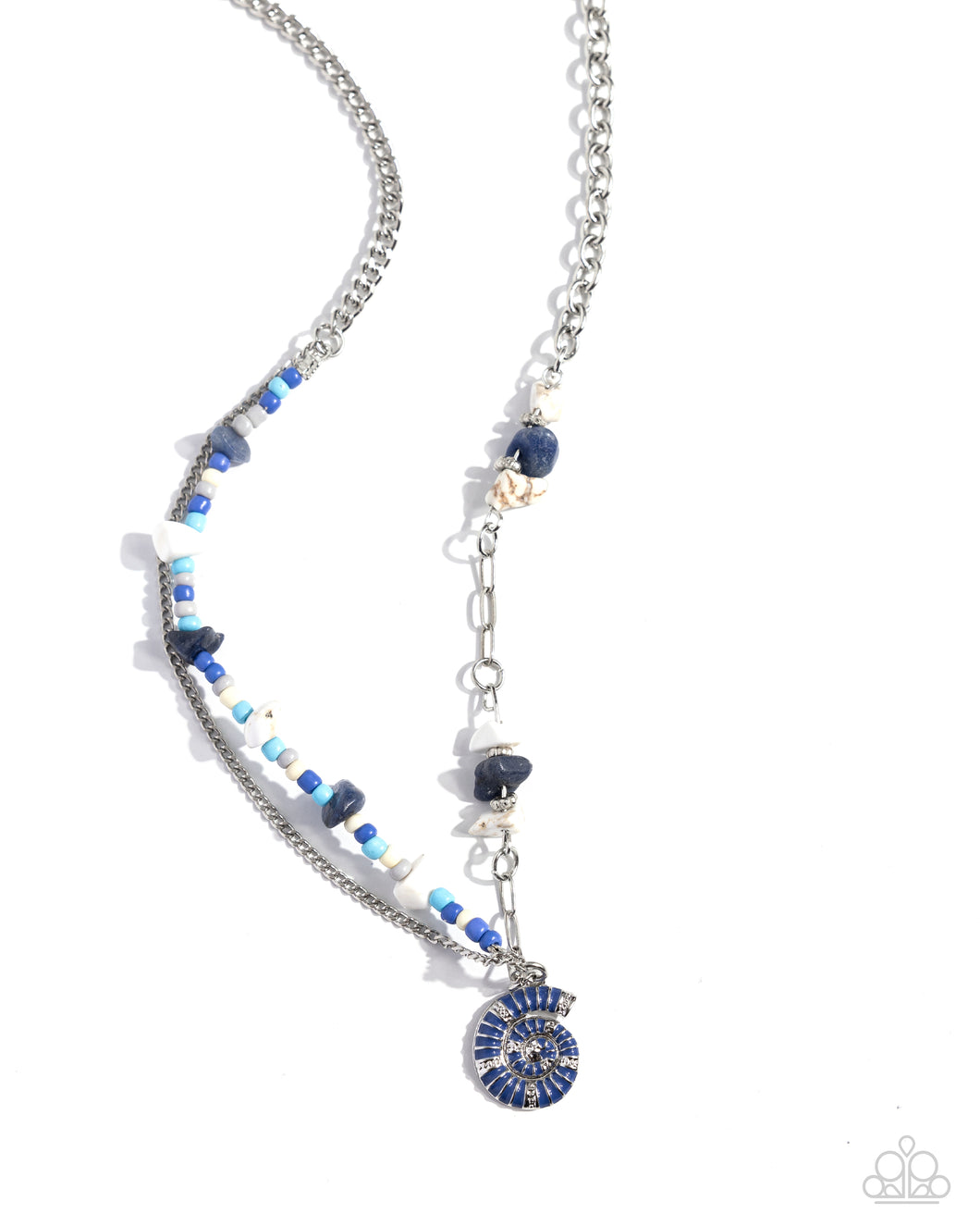 Spiraling Seafloor - Blue (Seashell) Necklace