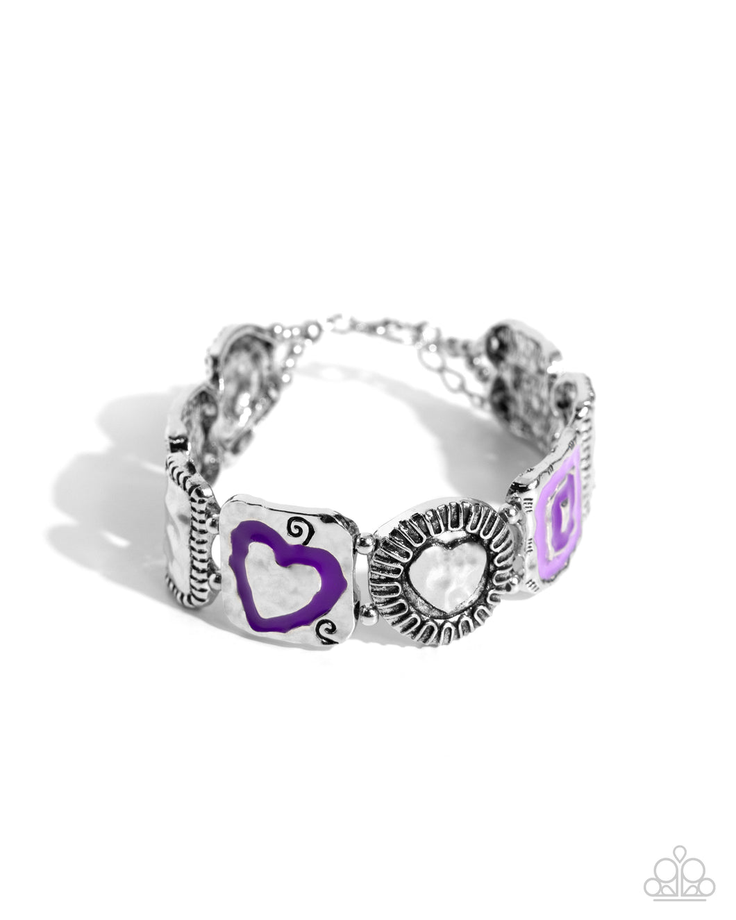 Hammered History - Purple (Heart) Bracelet