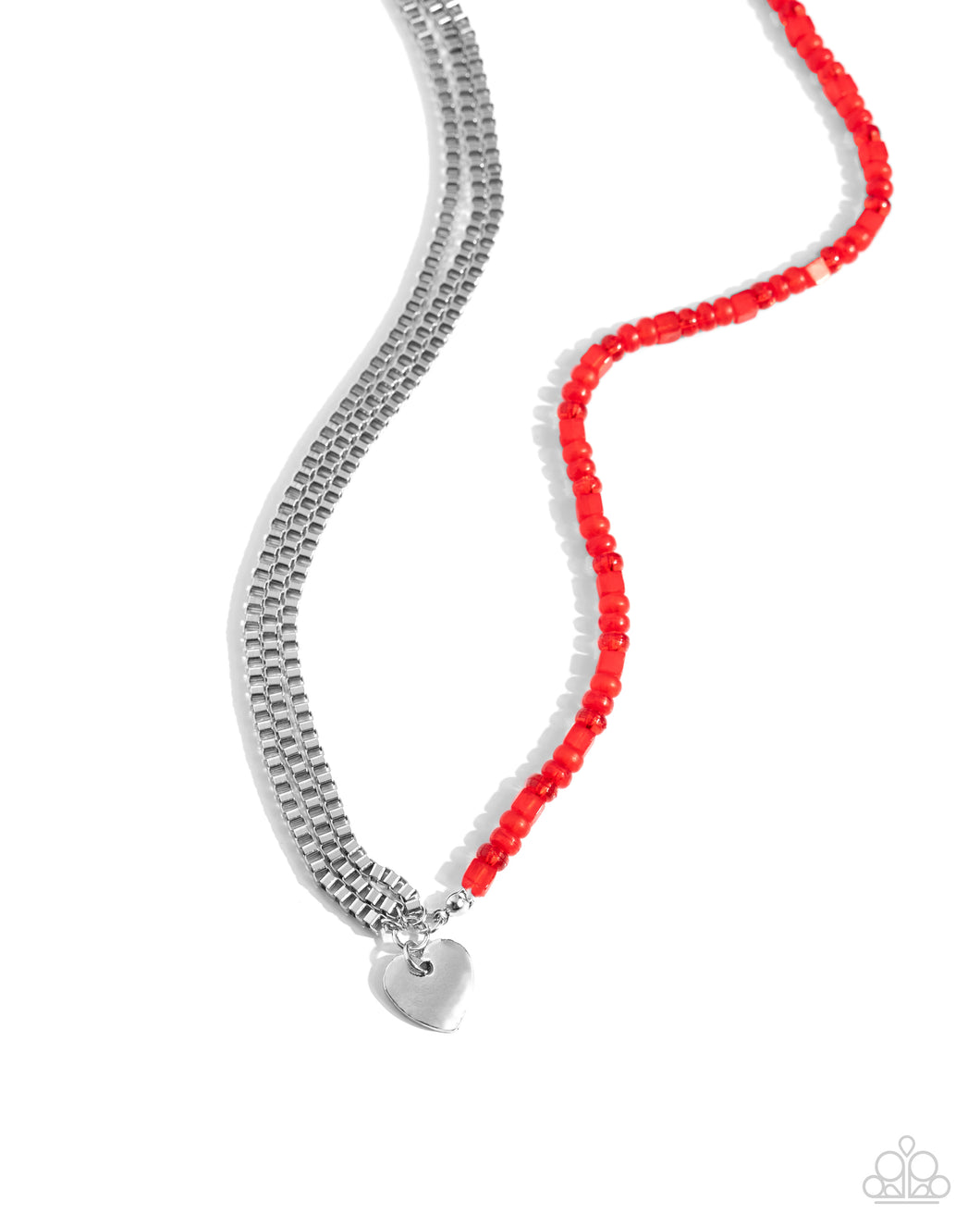 Squared Sweetheart - Red (Bead) - Heart Charm Necklace