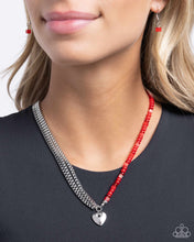 Load image into Gallery viewer, Squared Sweetheart - Red (Bead) - Heart Charm Necklace
