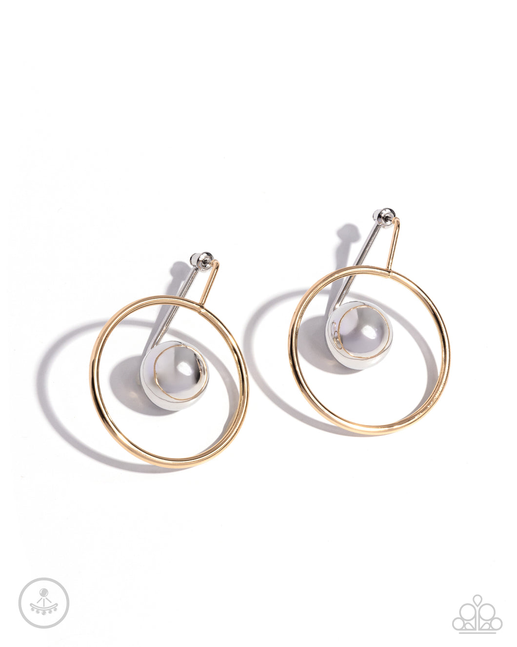 Boldly Balanced - Multi (Silver Bead and Gold Hoop) Earring