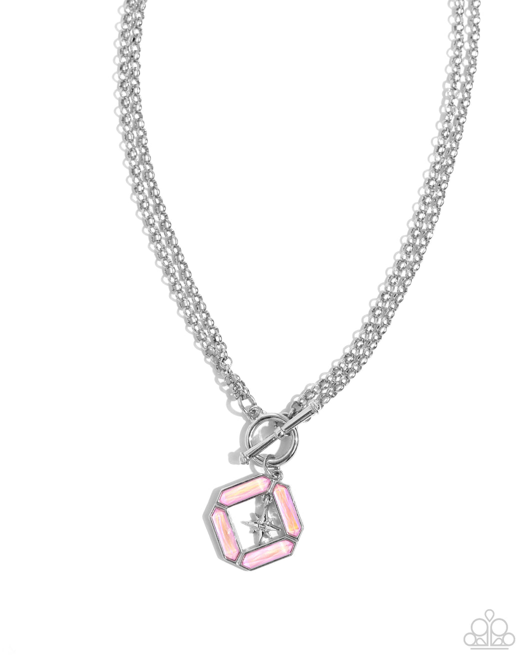 Compass Cadenza - Pink (Silver Star Pendant) Necklace