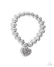 Load image into Gallery viewer, Fleeting Filigree - Purple (Violet Iridescent Heart Rhinestone) Bracelet
