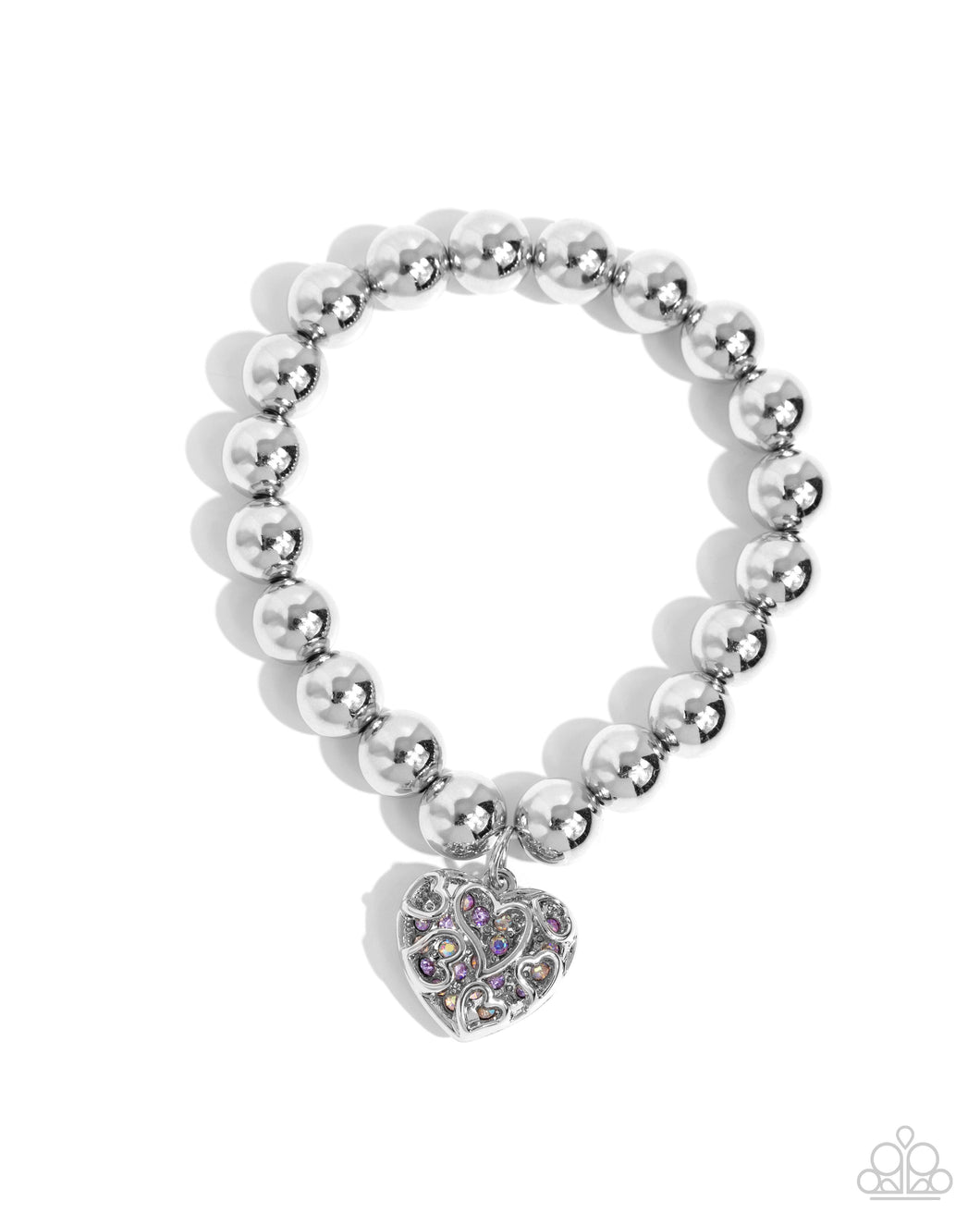 Fleeting Filigree - Purple (Violet Iridescent Heart Rhinestone) Bracelet