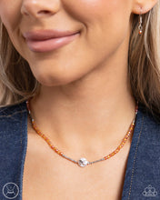 Load image into Gallery viewer, Aerial Action - Orange (Bead) Silver Butterfly Necklace
