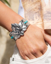 Load image into Gallery viewer, Desert Drill - Blue (Turquoise Stone/Lotus Flower Shaped) Cuff Bracelet (SSF-0824)
