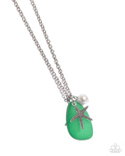 Load image into Gallery viewer, Sea Glass Stash - Green (Starfish Charm) Necklace
