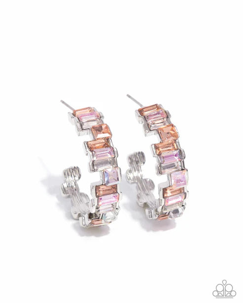 Fashionably Framed - Orange Hoop Earring