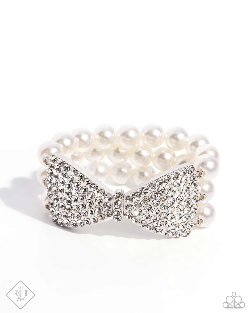 Dashing Declaration - White (Pearls/White Rhinestone BOW) Bracelet (FFA-0824)