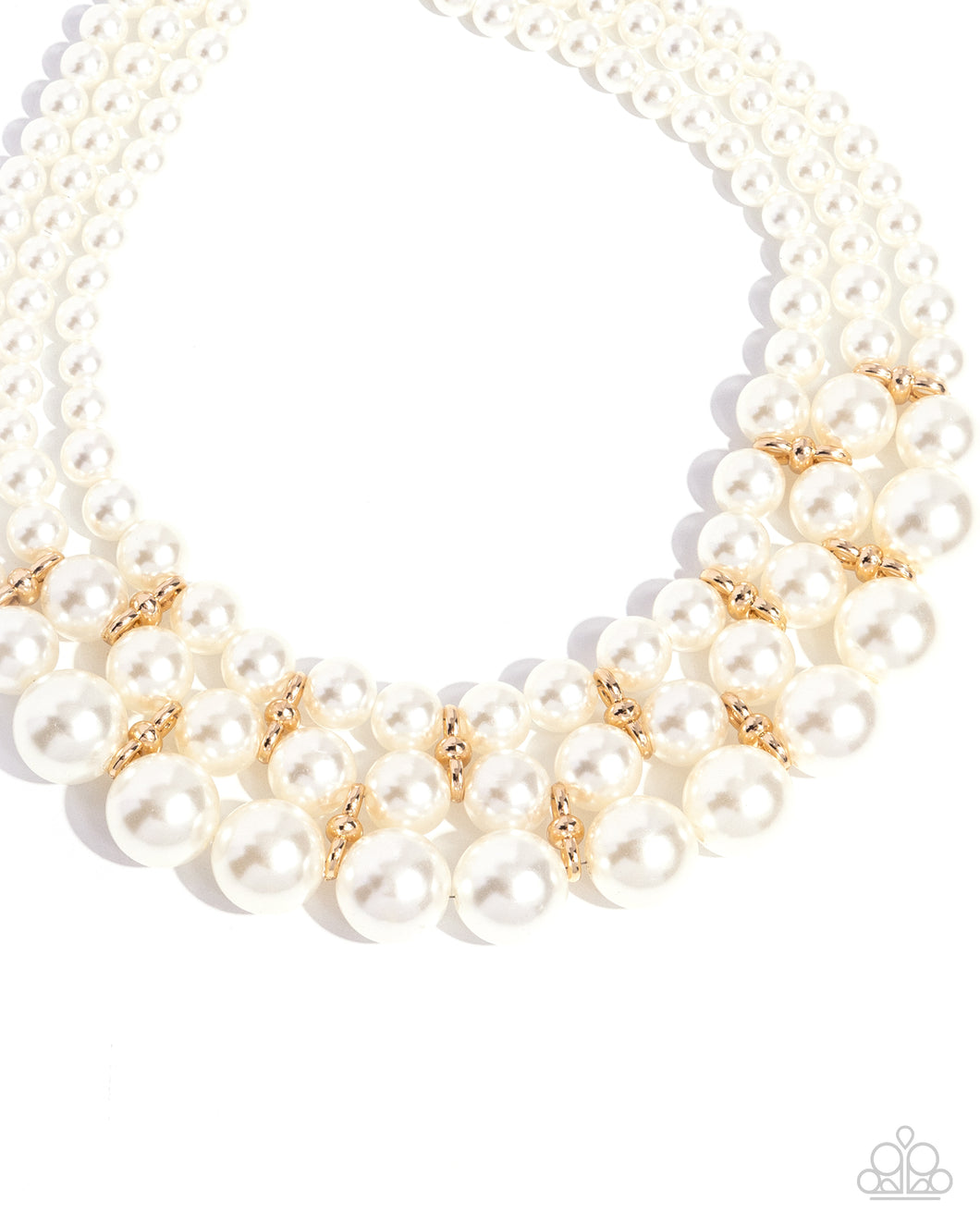 Glossy Gala - Gold (White) Pearl Necklace