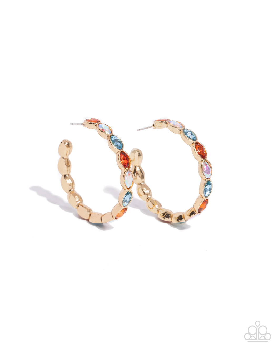 Pressing Princess - Gold (Multicolored Iridescent Gem) Hoop Earring