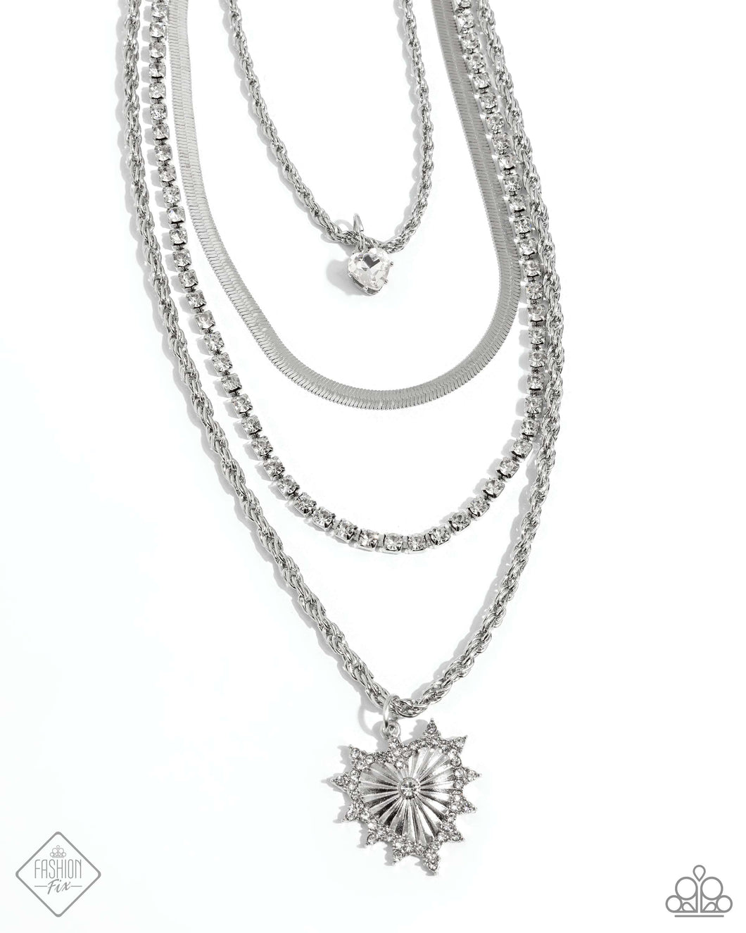 Excessive Embellishment - White (Rhinestone Heart) Necklace (FFA-0924)