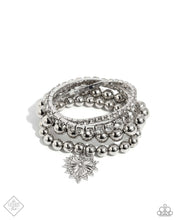 Load image into Gallery viewer, Excessive Elegance - White (Rhinestone) Silver  Stretchy Heart Bracelet (FFA-0924)
