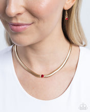 Load image into Gallery viewer, Stunning Solitaire - Red (Rhinestone) Gold Chain Necklace
