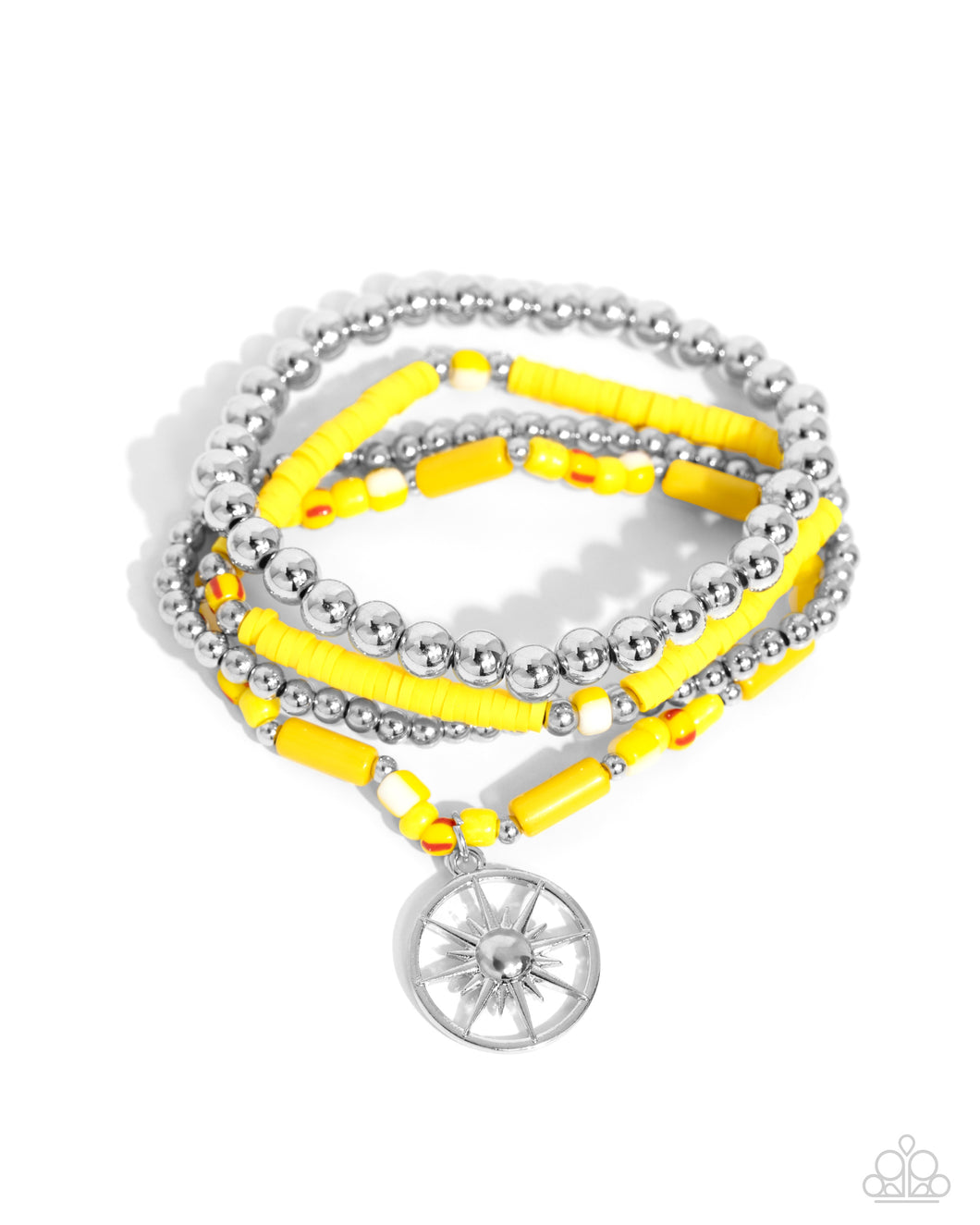 Nuanced Navigator - Yellow (Sunburst Compass Charm) Bracelet