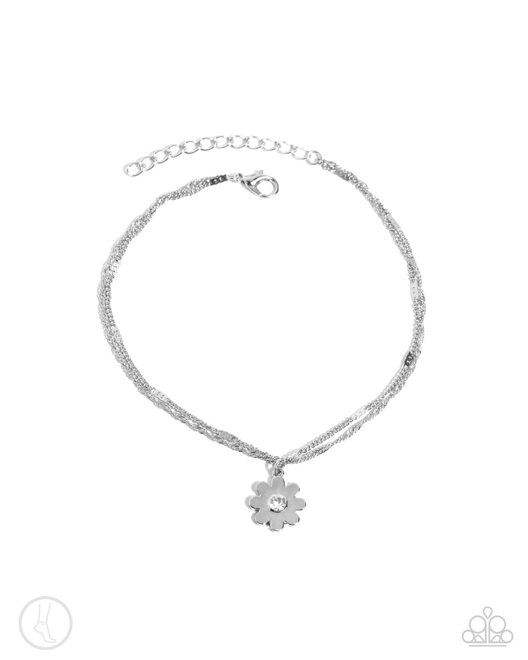 Blossoming Breeze - White (Silver Charm) Anklet