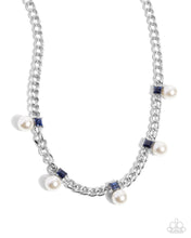 Load image into Gallery viewer, Pearl Pedestal - Blue (White Pearl) Necklace
