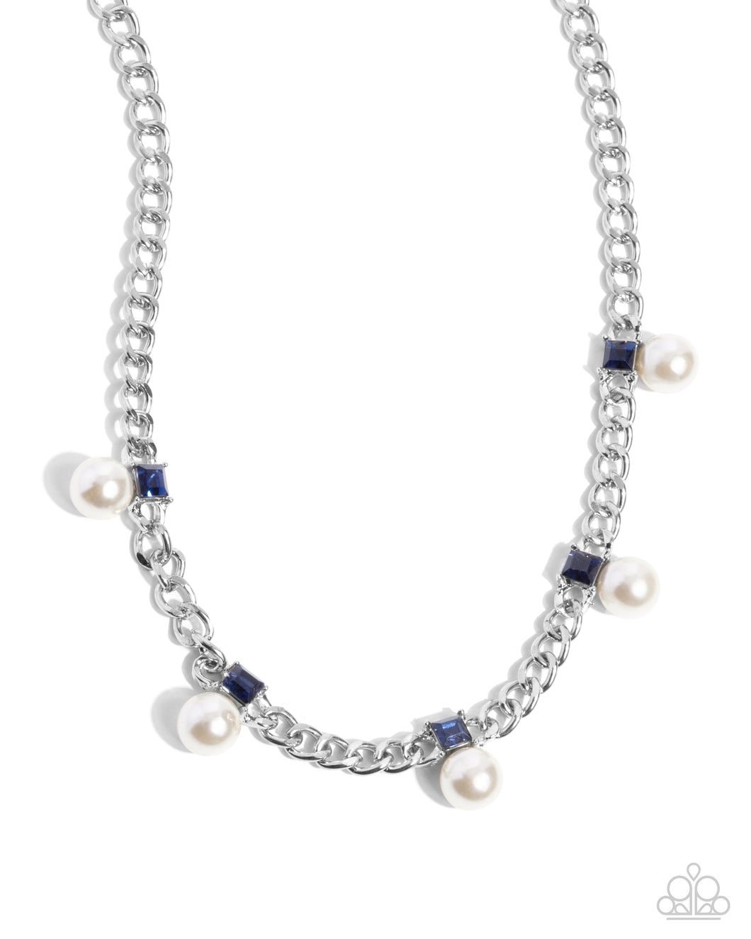 Pearl Pedestal - Blue (White Pearl) Necklace