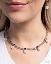 Load image into Gallery viewer, Pearl Pedestal - Blue (White Pearl) Necklace
