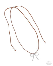 Load image into Gallery viewer, Bolo Bow - Brown (Silver Bow) Necklace
