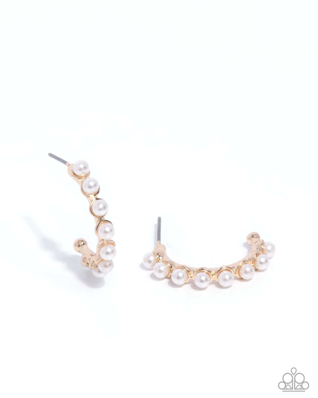 Pearly Passage - Gold (White Pearl) Gold Hoop Earring