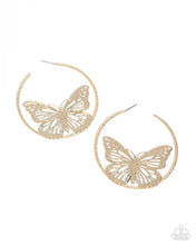 Load image into Gallery viewer, Aerial Alias - Gold (Butterfly) Hoop  Earrings
