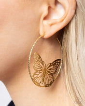 Load image into Gallery viewer, Aerial Alias - Gold (Butterfly) Hoop  Earrings
