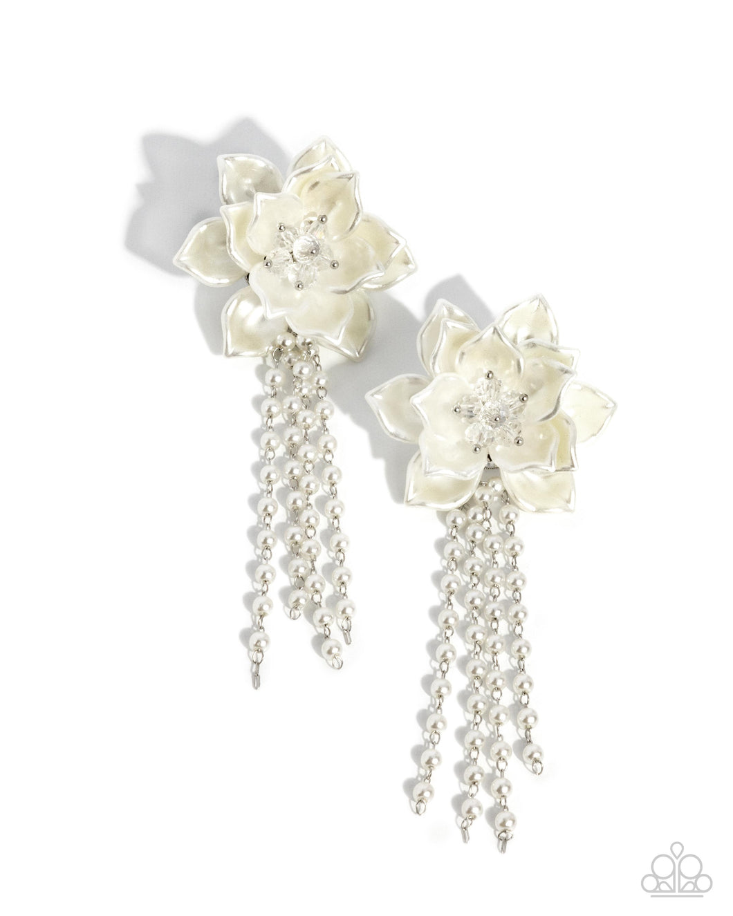 Lotus Length - White (Petal) Earring