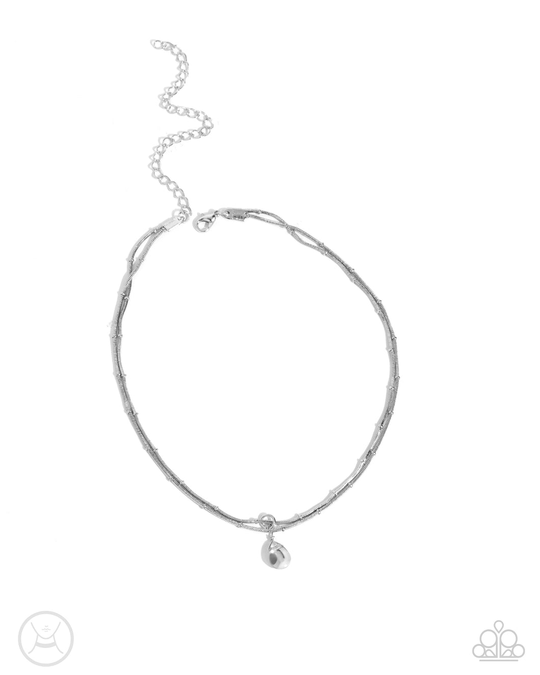 Teeming Teardrop - Silver (Choker) Necklace