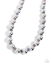 Load image into Gallery viewer, Color Closeness - Multi (Rhinestone Discs) Silver Bead Necklace
