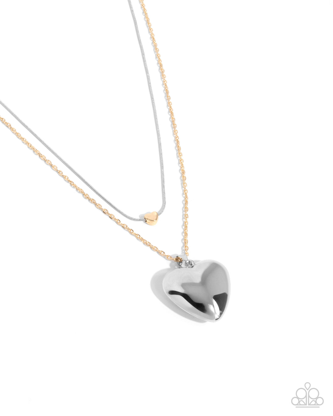 Halting Hearts - Multi (Silver and Gold) Necklace