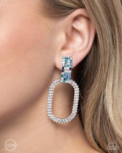 Load image into Gallery viewer, Guarded Glitz - Blue and White Rhinestone Clip-On Earring
